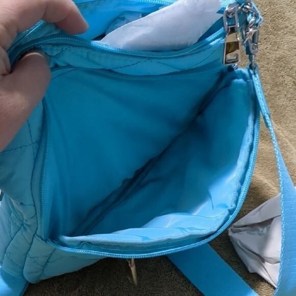 INC International Concepts Lt Blue Quilted Crossbody Bag Chain Strap - Picture 10 of 10